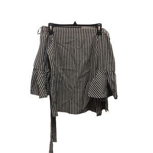 H & M Blouse Top Plaid Gingham Off The Shoulder Size 4